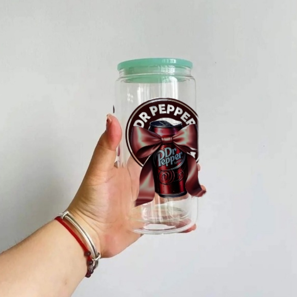 Dr Pepper Glass Tumbler with Lid